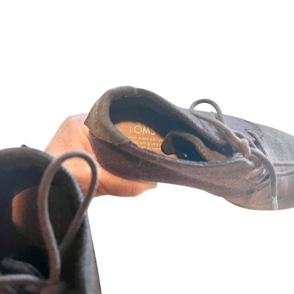 Toms Brown Chocolate Suede Wool Lunata Lace Up Heeled Ankle Booties Size 6.5 - Picture 16 of 16